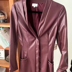 Superdown Vegan Leather long sleeve dress